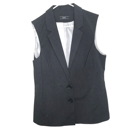 Suzy Shier Gray Sleeveless Blazer Vest Men's Size M – Tailored Career Chic - Picture 1 of 10